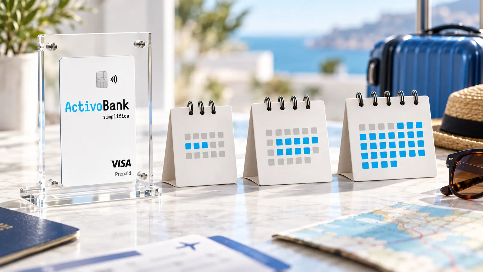 Cartão Pré-pago ActivoBank com três calendários de diferentes durações