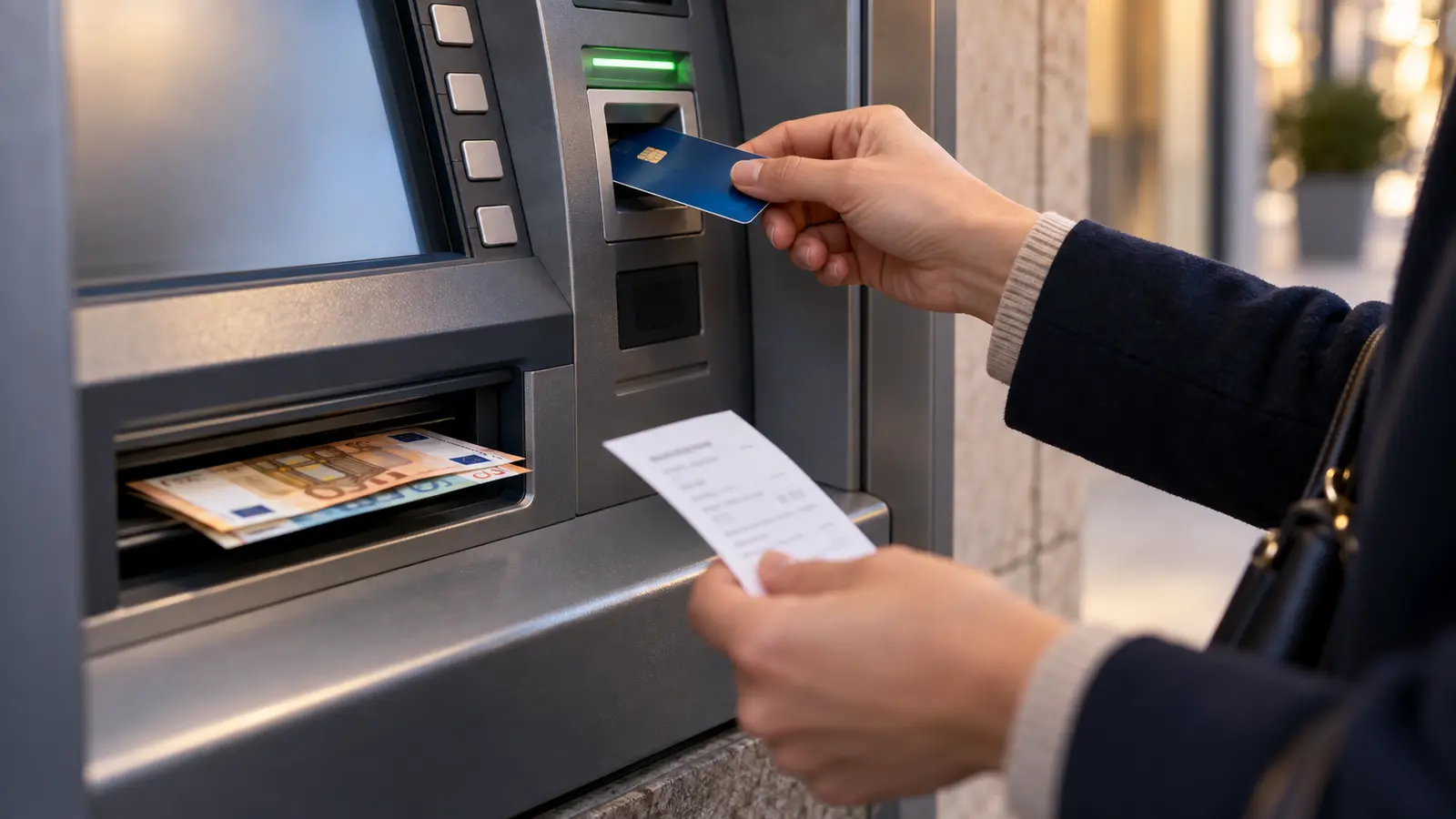 Cartão de crédito a ser usado numa caixa multibanco para levantar dinheiro
